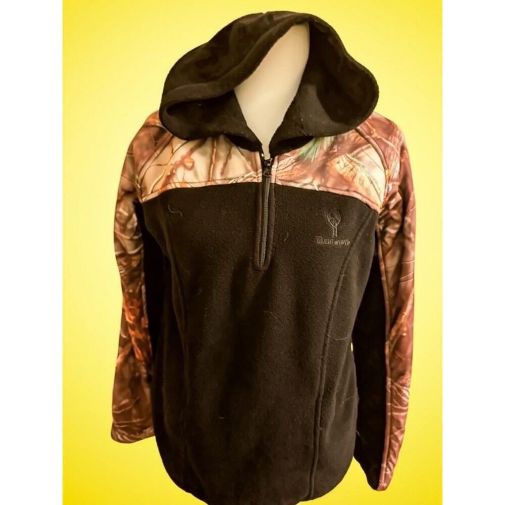 Huntsworth Size M Hooded Fleece Pullover Camo Quarter Zip Hunting Jacket